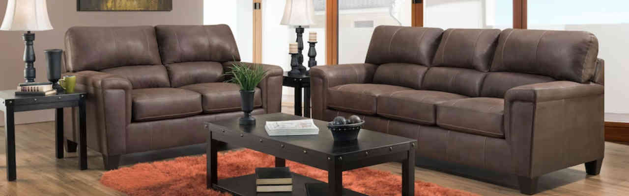 Farmers leather lounge suites best sale