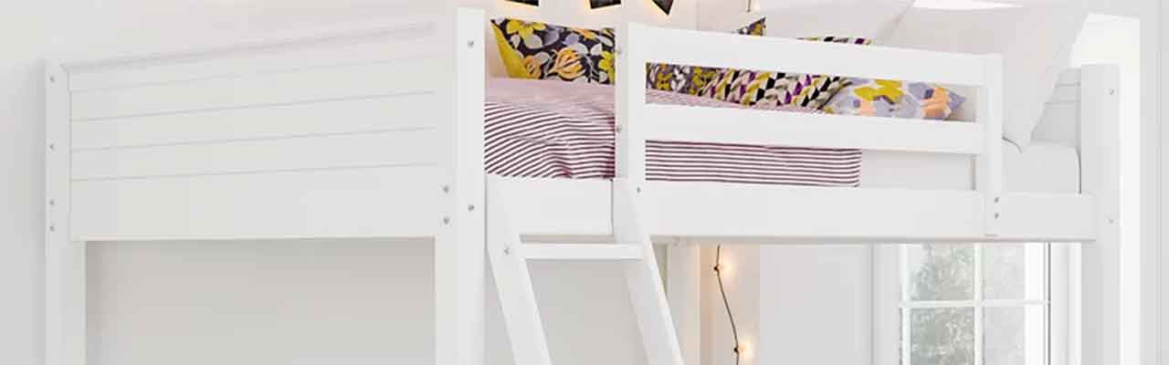 wooden full size loft bed with desk