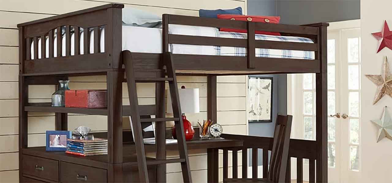 sturdy loft bed with desk