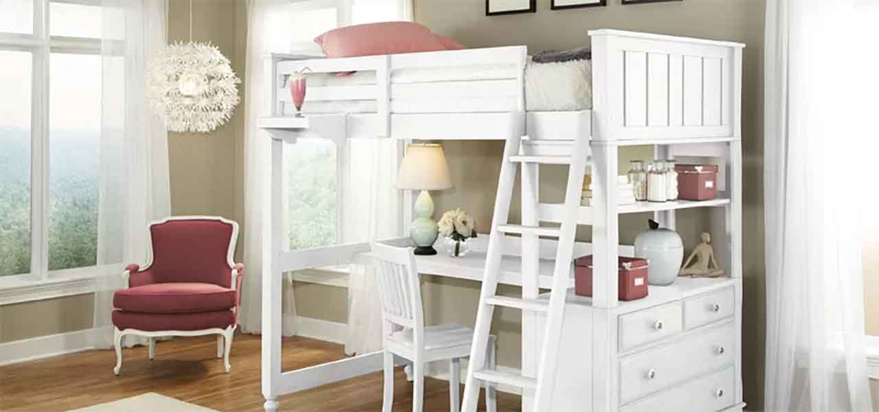 sturdy loft bed with desk